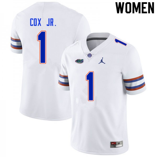 Women #1 Brenton Cox Jr. Florida Gators College Football Jersey White
